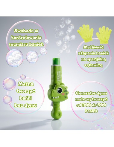 WOOPIE Seifenblasenpistole mit Rauch – Dinosaurier, Blasmaschine mit Nebel
