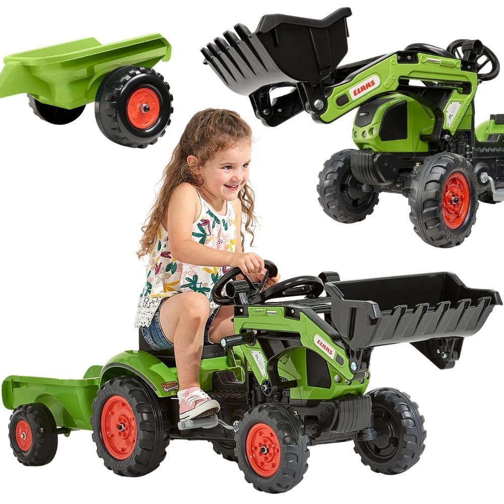 FALK Pedal Tractor with Loader and Claas Trailer 2-5 years