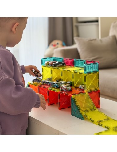 Magnetinės kaladėlės parkavimo aikštelė Woopie, rinkinys 50 el., gyvūnai, edukacinis