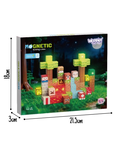 WOOPIE Magnetinės konstravimo kaladėlės Šviečiančios 59 el.