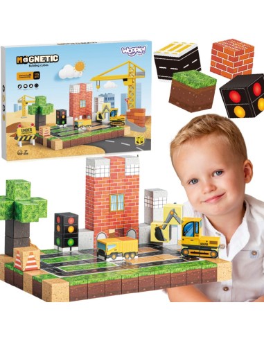 WOOPIE magnetinės kaladėlės statybvietei 115 el. – kūrybinis rinkinys