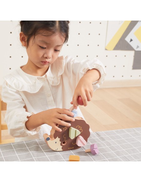 VIGA Wooden Hedgehog Toy with Screws Montessori - Creative Play