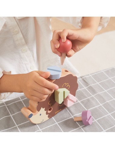 VIGA Wooden Hedgehog Toy with Screws Montessori - Creative Play