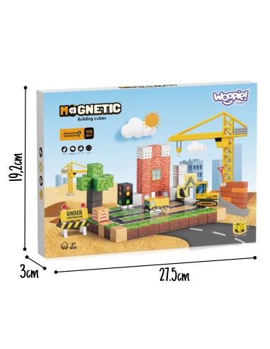 WOOPIE magnetinės kaladėlės statybvietei 115 el. – kūrybinis rinkinys