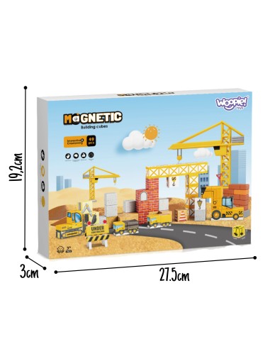 WOOPIE Magnetinės konstrukcinės kaladėlės Statybų aikštelė 72 el.