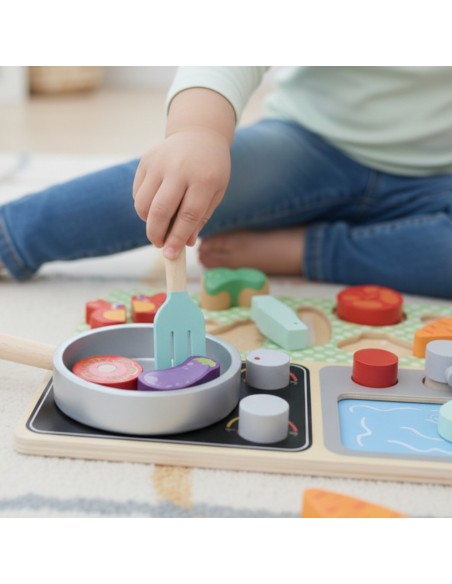 Wooden Kitchen 2 in 1 Sorter with Accessories Children's Kitchen Tooky Toy