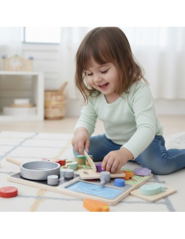 Wooden Kitchen 2 in 1 Sorter with Accessories Children's Kitchen Tooky Toy