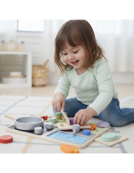 Wooden Kitchen 2 in 1 Sorter with Accessories Children's Kitchen Tooky Toy