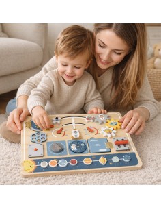 TOOKY TOY Drewniana Tablica Edukacyjna Montessori Astronauta Statek Kosmiczny 2