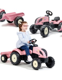 FALK Traktor Country Star Różowy na Pedały + Przyczepka i Klakson od 2 Lat. 2