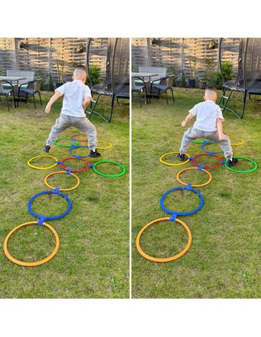 WOOPIE Hinkelspiel Set 10 Springringe – idealer Spielspaß!