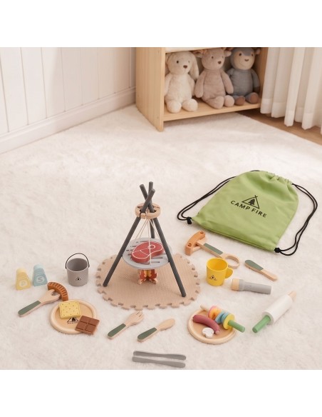 Drewniany Zestaw Kempingowy Tooky Toy – Zabawa Gotowaniem dla Dziecka