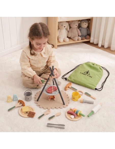 Drewniany Zestaw Kempingowy Tooky Toy – Zabawa Gotowaniem dla Dziecka