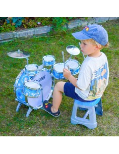 WOOPIE Perkusja Dla Dzieci Niebieska 6 Bębnów 2 Talerze 2