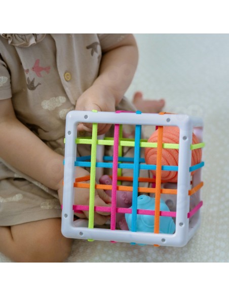 Elastingas jutiminis kubas rūšiuoklė edukacinis vaikams nuo 3 m. - WOOPIE