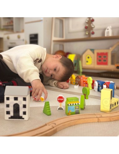 TOOKY TOY Wooden Set of Buildings and Figures City - Toy