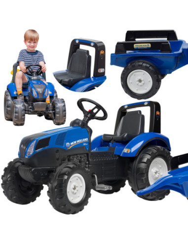 FALK Duży Traktor z przyczepką New Holland