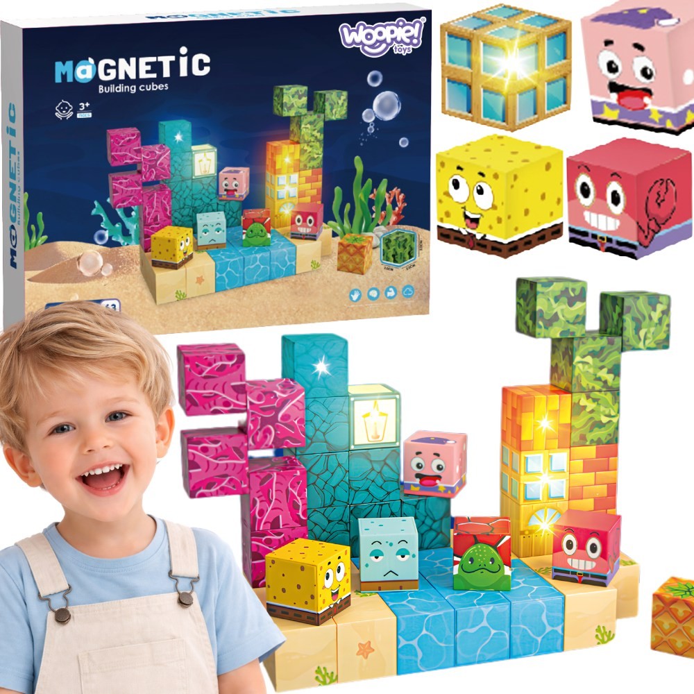 Woopie Magnetiska Kuber 63 delar Montessori Havspussel 3D