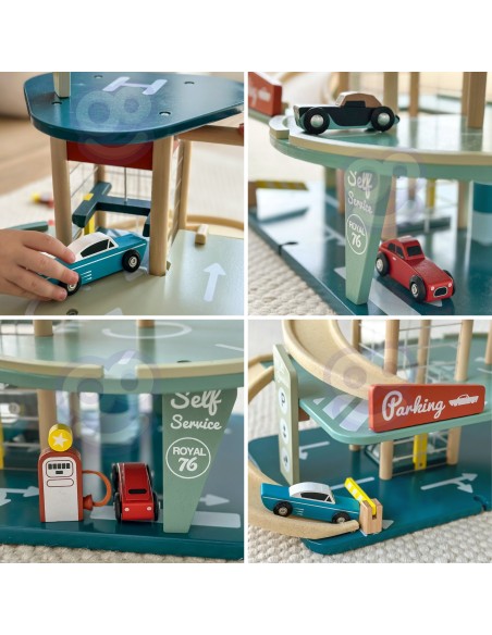 Mehrstöckiger Parking CLASSIC WORLD mit Autos, Helikopter und Waschanlage