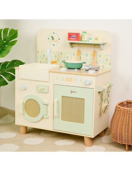 CLASSIC WORLD XXL Wooden Kitchen with Washing Machine and Accessories