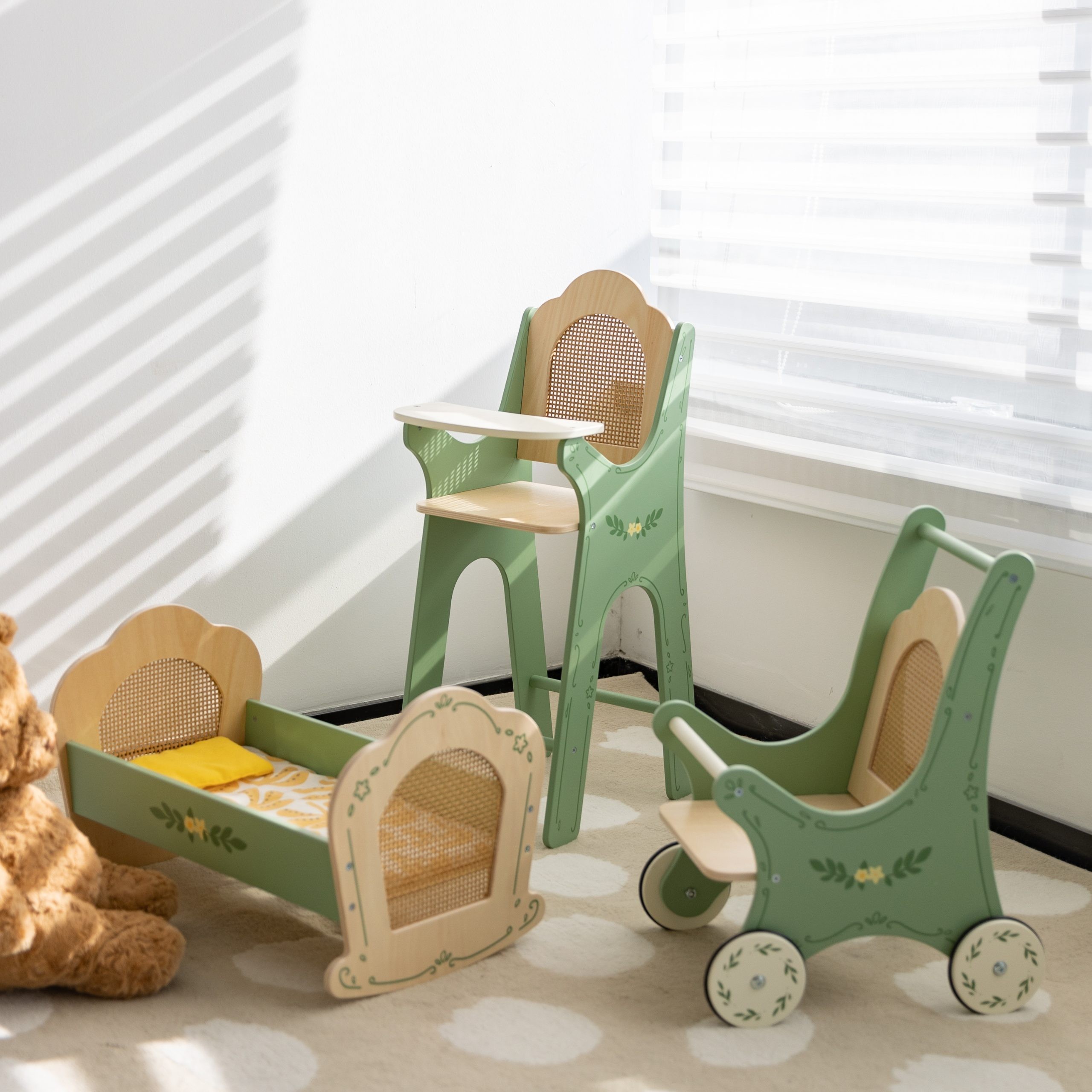vintage nukk stteerull lastele – detailvaade