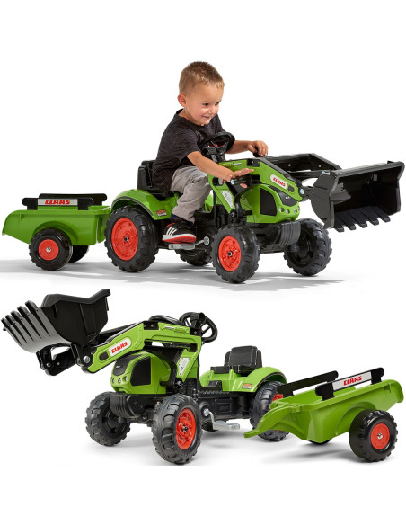 Falk Traktor Claas z Przyczepą i Łyżką na pedały