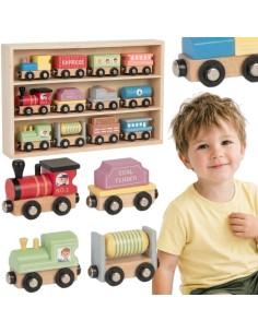 Mediniai magnetiniai vežimėliai TOOKY TOY - Žaislai vaikams