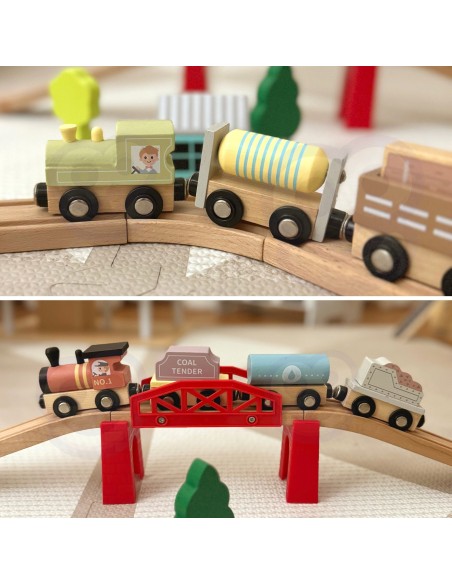 Holzfahrzeuge Magnet-Waggons TOOKY TOY – Spielzeug für Kinder