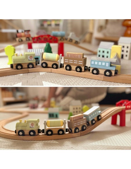 Holzfahrzeuge Magnet-Waggons TOOKY TOY – Spielzeug für Kinder