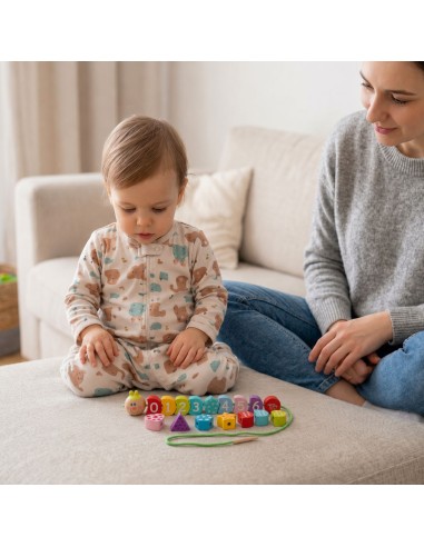 Klocki Drewniane Gąsienica do Nawlekania - Tooky Toy - Nauka i Zabawa!