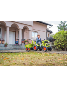 FALK CLAAS traktorius ant pedalų su priekaba ir buldozeriu 3+ 2