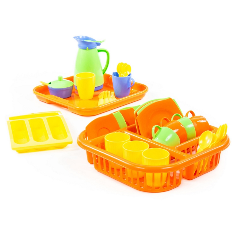 Zestaw Naczyń dla 4 osób Alisa z suszarką + Taca Czajnik