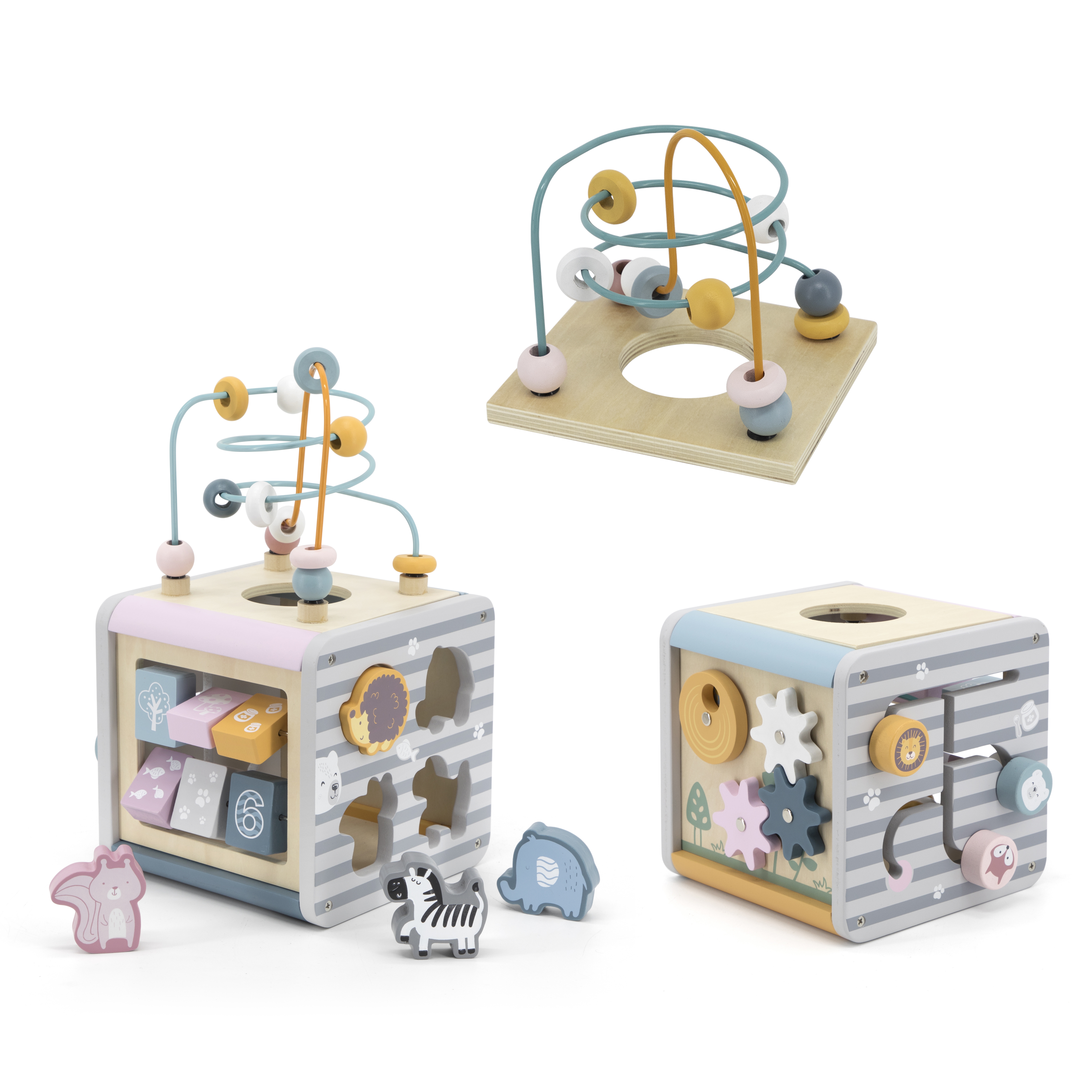 Polarb activity box drewniane edukacyjne centrum gier 5w1 kostka