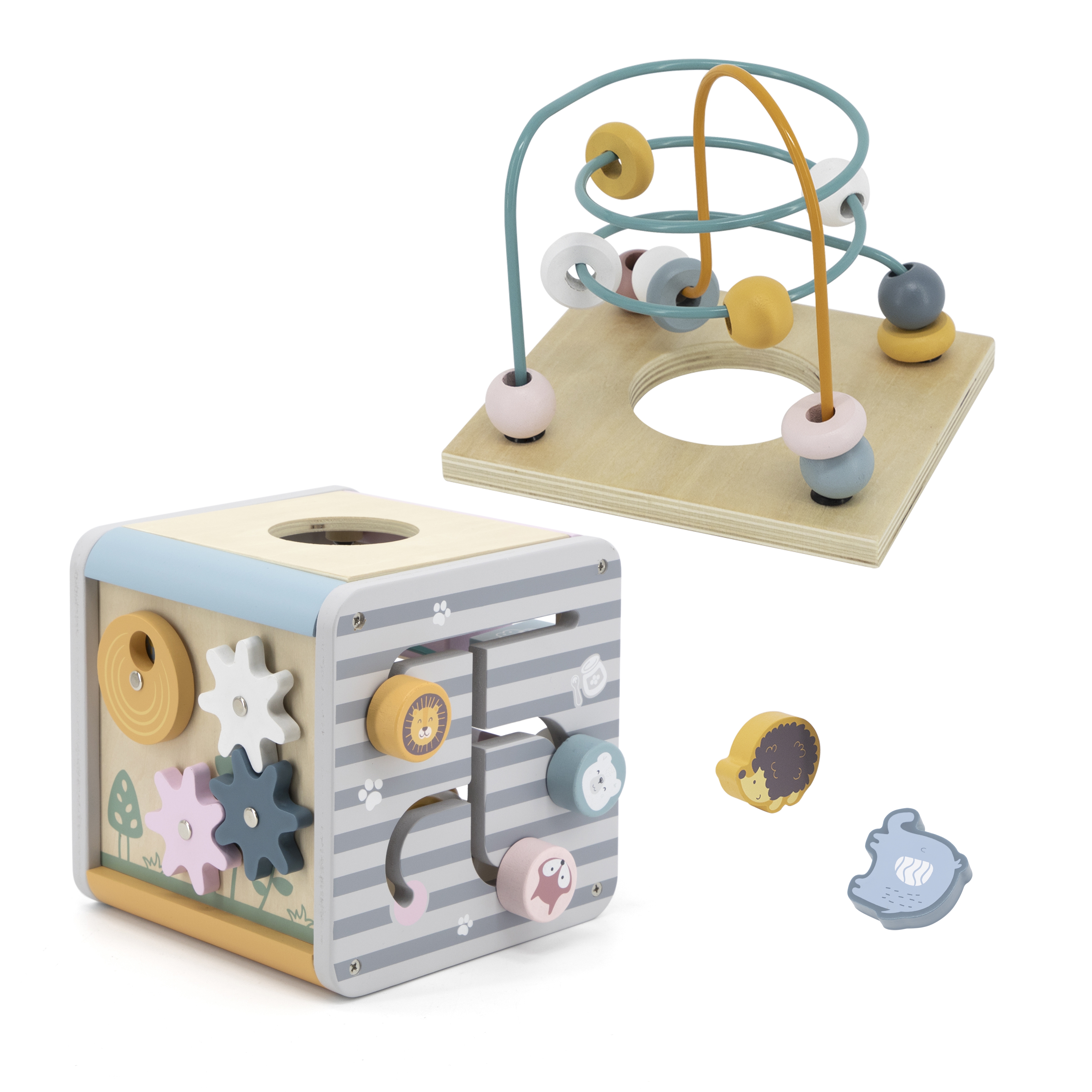 Polarb activity box drewniane edukacyjne centrum gier 5w1 kostka