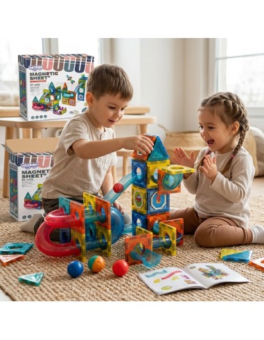 Klocki Magnetyczne 3D WOOPIE - Zestaw Edukacyjny Tor Kulkowy 42 el.