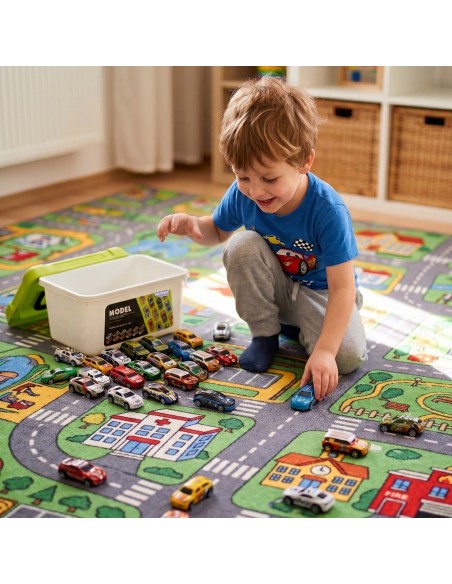 WOOPIE Rennwagen-Set 30 Stk. Mit Matte – Spielzeug Für Kinder