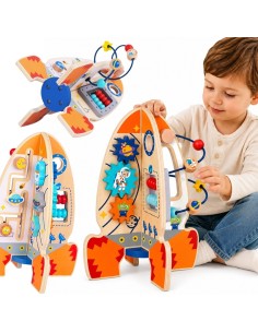 Medinė edukacinė raketa Tooky Toy – Kosminis pramogų centras 3 m.