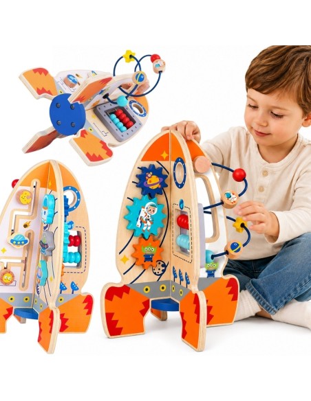 Medinė edukacinė raketa Tooky Toy – Kosminis pramogų centras 3 m.