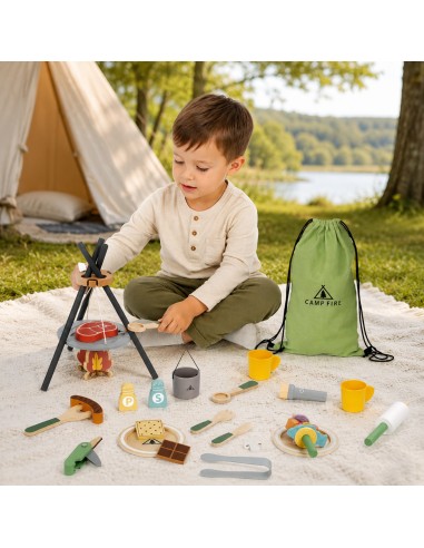 Holz-Camping-Kochset Tooky Toy – Kochen-Spiel für Kinder