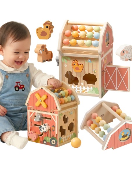 Wooden Sorter Farm Tooky Toy-Abacus Shapes Animals Education