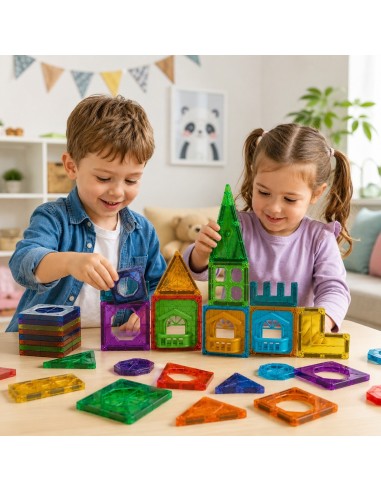 Magnetinės 3D kaladėlės 30 el. - Edukacinis WOOPIE pilies rinkinys