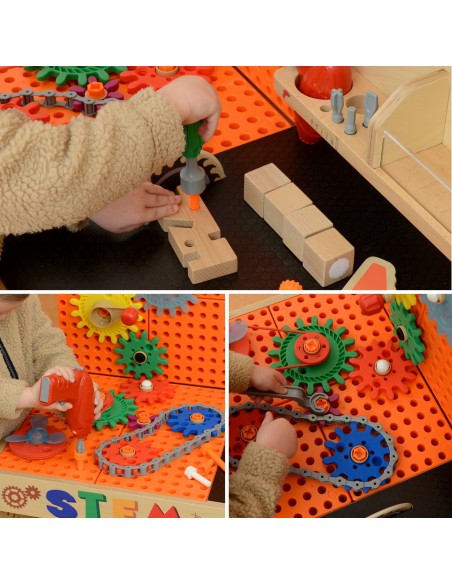 MASTERKIDZ Medinės XXL Montessori STEM dirbtuvės – įrankiai vaikams