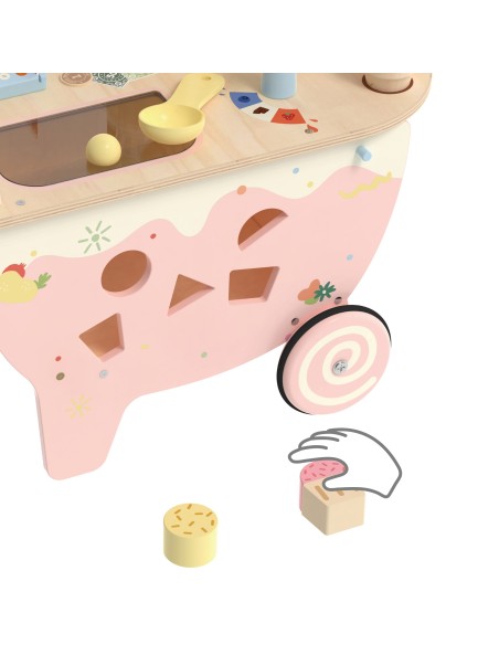 Holz-Eisdiele 3-in-1 CLASSIC WORLD – Einkaufswagen 40-tlg.
