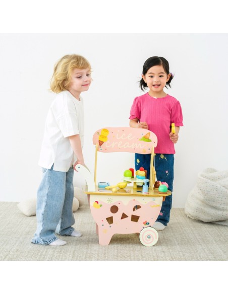 Holz-Eisdiele 3-in-1 CLASSIC WORLD – Einkaufswagen 40-tlg.