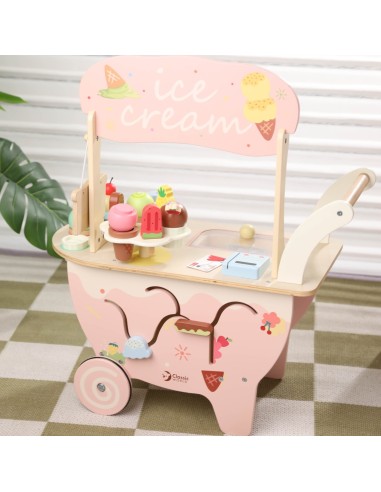 Holz-Eisdiele 3-in-1 CLASSIC WORLD – Einkaufswagen 40-tlg.