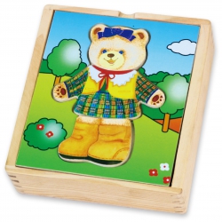 Viga Drewniane Puzzle Układanka Ubierz Misia dziewczynkę
