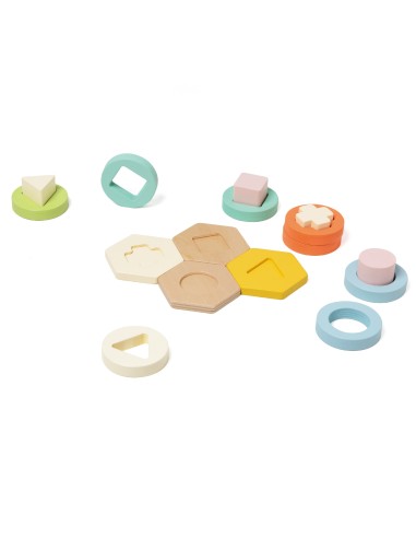 CLASSIC WORLD Montessori rūšiavimo žaidimas: formų ir spalvų bokštas