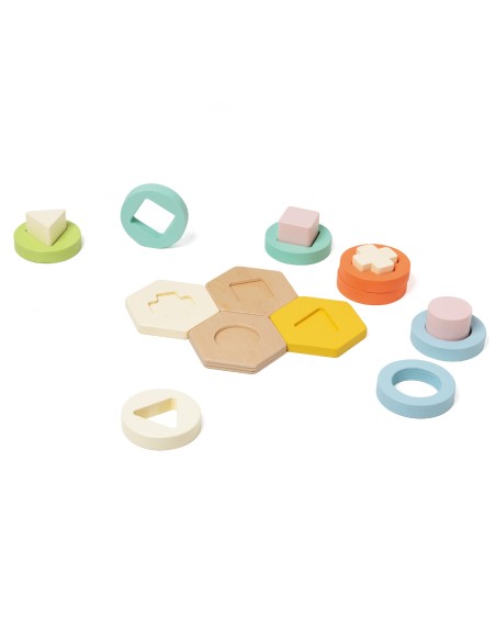 CLASSIC WORLD Montessori rūšiavimo žaidimas: formų ir spalvų bokštas