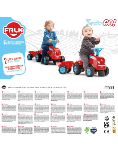FALK Traktorek GO Czerwony z Przyczepką dla dzieci od 1 roku