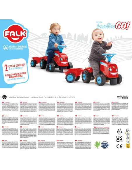 FALK Traktorek GO Czerwony z Przyczepką dla dzieci od 1 roku